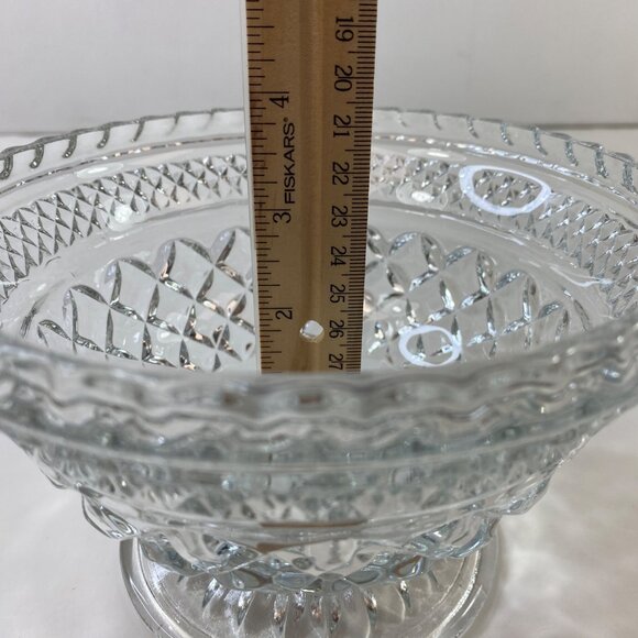 Anchor Hocking Wexford Crystal Pedestal Candy Bowl Dish With Lid Vintage - Picture 10 of 11